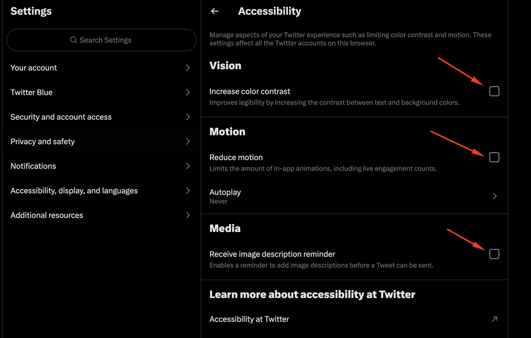 TwitterX Accessibility Settings Not Working Contrast, Fonts, and Readability (1)